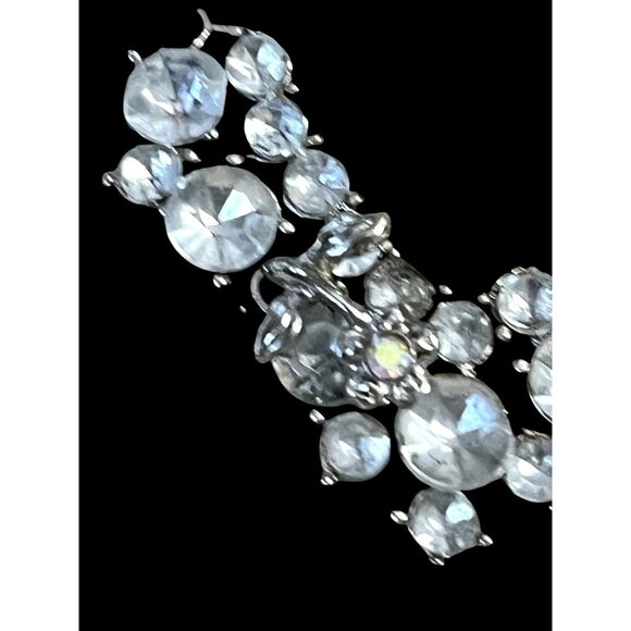 Vintage Crystal Rhinestone Silver-Tone & Roses Aurora Borealis Heart Brooch Pin - Picture 5 of 9